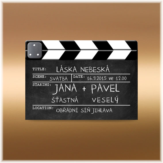 Svatební oznámení filmová klapka